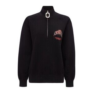 JW ANDERSON Mens Sweatshirt Large Black 1/4 Zip Pullover Raglan CARRIE $355